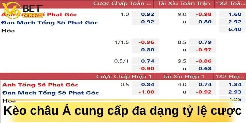 Kèo châu Á cung cấp đa dạng tỷ lệ cược để người chơi soi kèo 