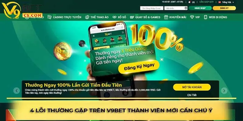 lỗi thường gặp trên V9bet